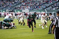 Fresh face: Portland State freshman Shaquille Richard (#20 middle) started for the Vikings on Saturday at running back. Richard ran for 85 yards and a rushing touchdown.
