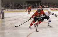 Icy hot: Winterhawks left winger Sven Bartschi (#27, left) picked up seven points last week in two games to claim the WHL’s Player of the Week award.