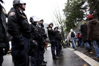 Portland Police monitor the Occupy PSU protests. Increased security during the Occupy protests is cited as the main reason for the strain on the PPB’s budget.
