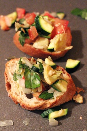 Munchable medley: Giving your guests healthy, hearty zucchini crostini shows them that you care.