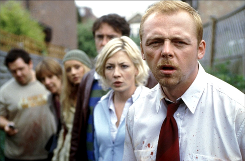 Bloody good comedy: Simon Pegg and his zombie-slaying cohorts crack wise about the undead.