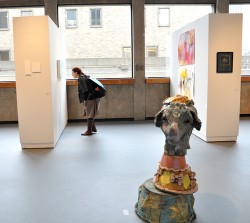 Patricia Kirsch, graphic design senior, browses the Autzen Gallery.