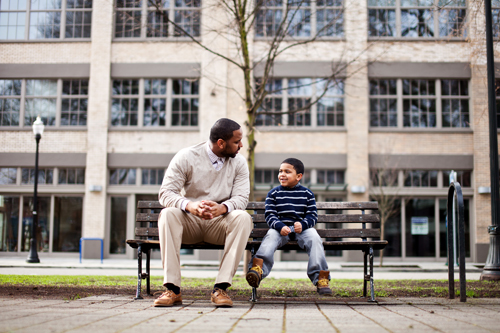 Quality time Portlander Jamil Berry talks with his son, Jamil Jr.