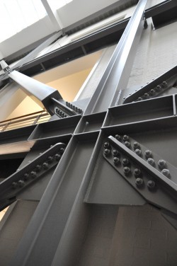 Seismic beams in Lincoln Hall, one of the PSU buildings that have recieved extensive seismic upgrades.