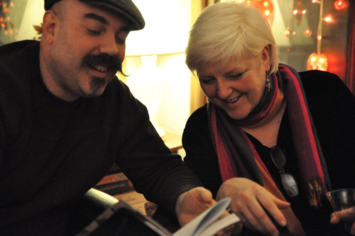 Storytellers Vagabond Opera’s Eric Stern, left, and narrative artist Lynne Duddy discuss their latest stage production.