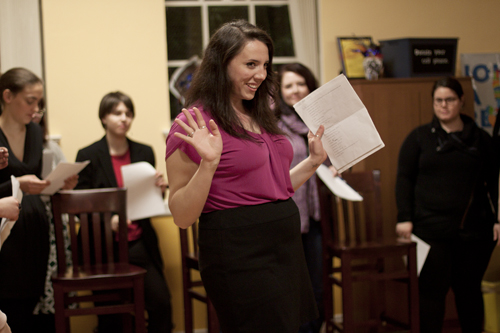 Robyn Daniel rehearses the monologue “What if I told you I didn’t have a vagina.” 