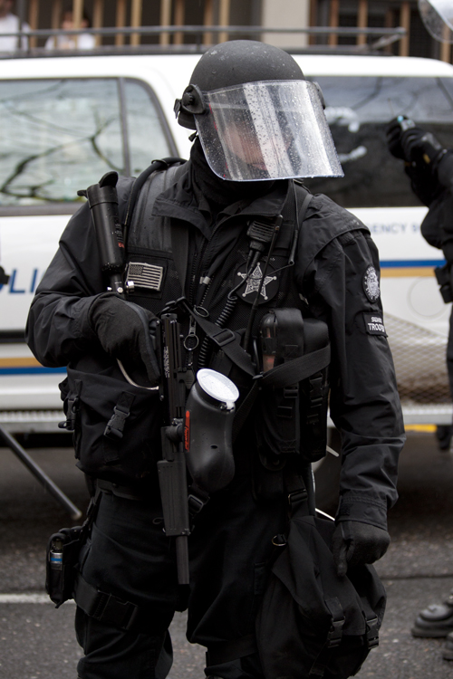 All manner of equipment was held by some of the more heavily geared police forces.