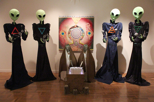 Close encounter: The Xurch Collective’s “Alien Nativity,” mixed media, 2011.