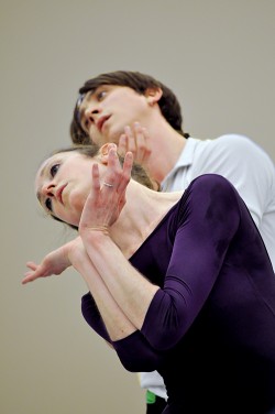 Theatrical gestures: Alison Roper and Brett Bauer rehearse “Liturgy,” choreographed by Christoper Wheeldon.