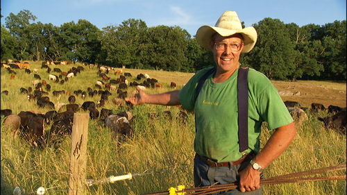 Open range: A rancher shows how he tends to his cattle’s welfare in the documentary Food, Inc.
