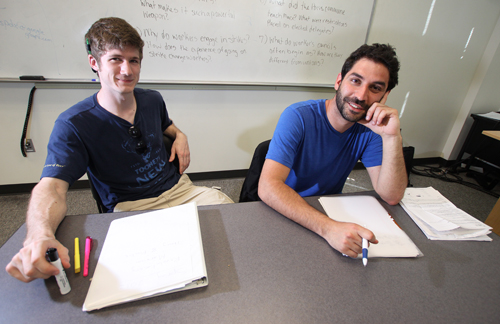 Revolutionary Marxism Grant Booth (left) and Wael Elasady are the two student professors teaching this Chiron Studies course.