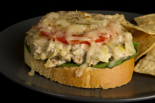 Before and after: A tuna melt pre-broil (left) and in all its broiled glory (above).