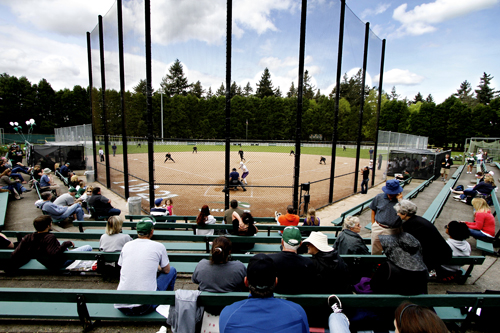 Up to bat on a bigger stage: The vikings play before a home crowd at Erv Lind Field. With the Big Sky Conference expanding, every PSU team can now play in the same conference. 