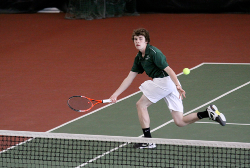 Marx the spot: Freshman Alec Marx competes in the last match of the season against Northern Arizona. Marx was one of two freshmen on the seniorless roster.