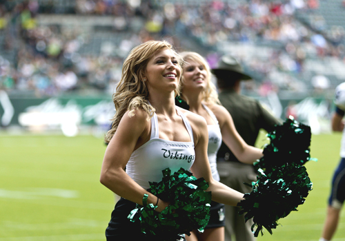 Dance talent: Zoe Pearson and the rest of PSU’s dance team entertain at a Vikings’ football game. The dance team plans to attend more events this year and looks forward to competitions.