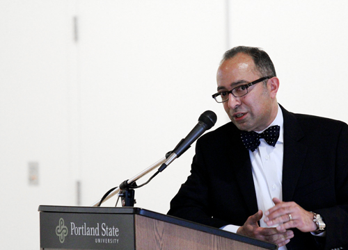 Barmak Nassirian visited PSU to talk about concern of cost and financial aid granted to for–profit universities.