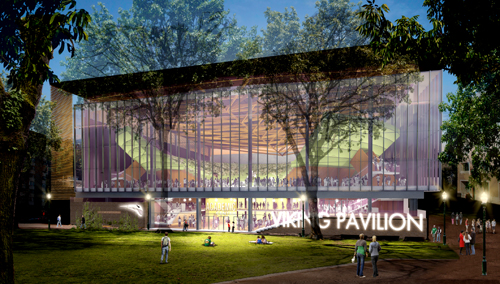 Wall of glass: Graphic rendering of the future Viking Pavilion.