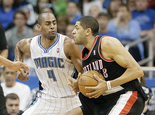 Nicolas Batum had a solid all-around game against the Magic, but the Blazers struggled down the stretch and fell by a score of 110-104. Photo by ©  John Racux/ AP