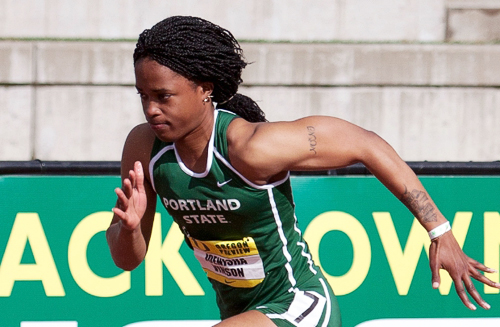 Geronne Black continued her stellar season at the Armory Collegiate Invitational in New York. The senior sprinter bested her own school record in the 60-meter event, finishing in third place. Photo © Larry Lawson/goviks.com