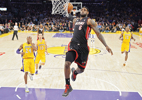 Lebron James and the Miami Heat are the clear favorite heading into the 2013 NBA playoffs. Sixteen teams will compete for a shot at the title. Photo by © Mark J. Terrill/ The associated press