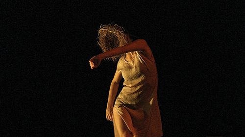 Put a nest on it: A performer from Idan Cohen’s “Songs of a Wayfarer” performs in this file photo. Photo © Idan Glikzelig.