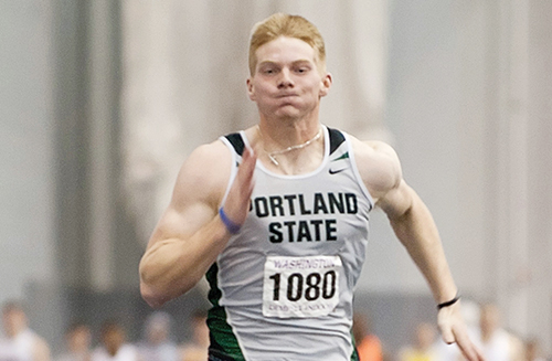 J.J. Rosenburg took third place in the 200-meter event over the weekend, one of several strong finishes by the track and field squad. There are just two meets remaining before the Big Sky Championships. Photo © steven bisig/goviks