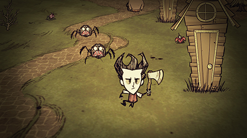 A Hatchet and An Outhouse: Wilson, the fearless hero of Don’t Starve, has to navigate spiders and starvation in the new video game from Klei. Photo © Klei Entertainment Inc.