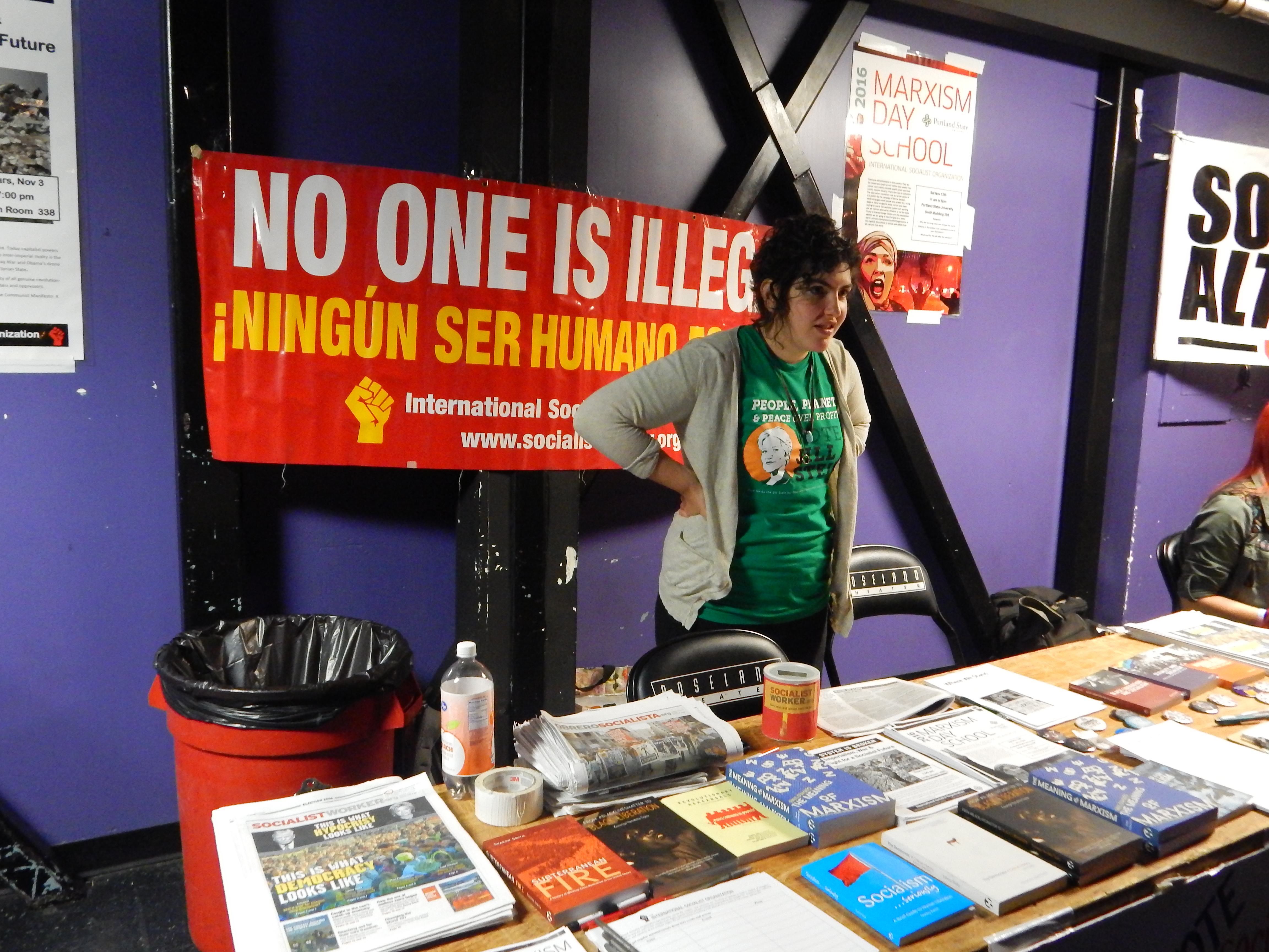 Sarah Levy of PSU International Socialist Organization tables at the Jill Stein event. Matthew Andrews/PSU Vanguard