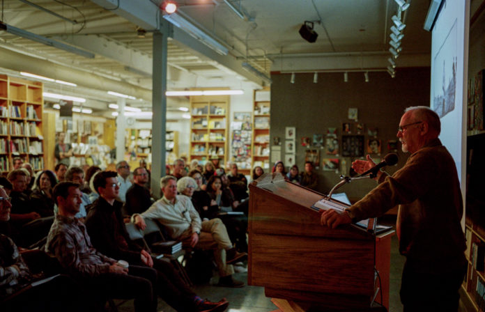 Stewart Harvey speaks at Powell's