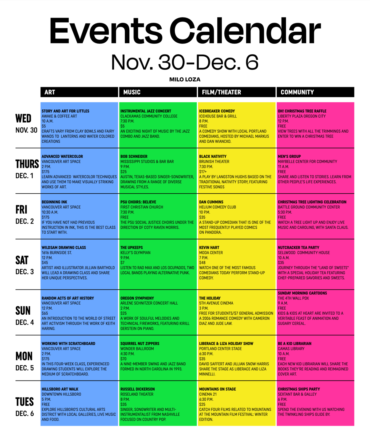 Events Calendar November 30December 6, 2022 Vanguard
